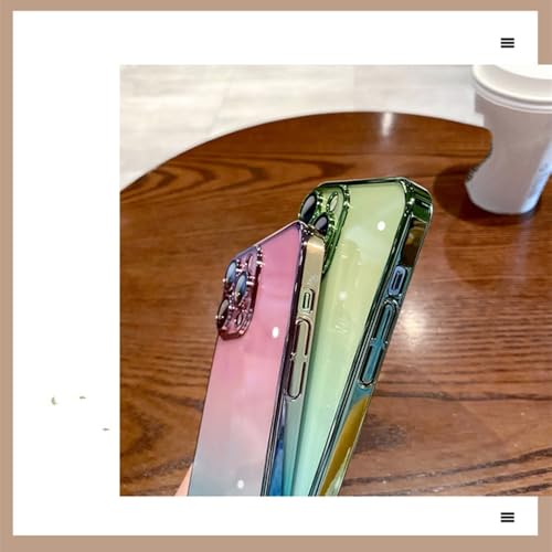 Coque luxe iPhone 14 transparente rose finition galvanisée premium - 3