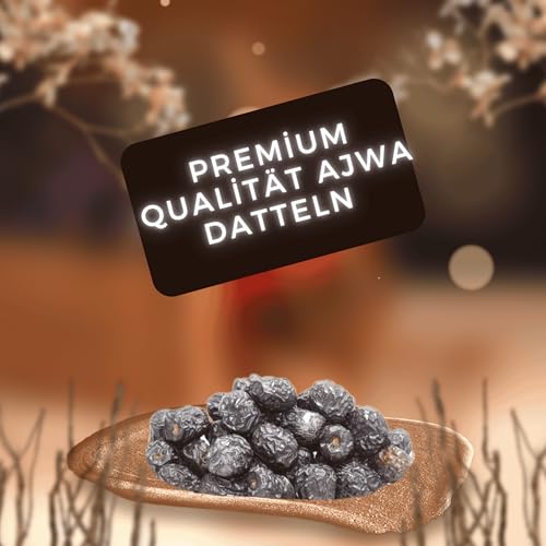 Premium Qualität Ajwa Datteln |100% Natürlich, Ohne Zuckerzusatz, Gesunder Snack, Energiequelle, Herkunft aus Medina | 500g