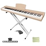 [Elegant Appearance] Immerse yourself in the world of music with our exquisite digital piano with wooden structure. Its elegant body exudes sophistication that blends seamlessly into your home decor. The included matching music stand provides conveni...