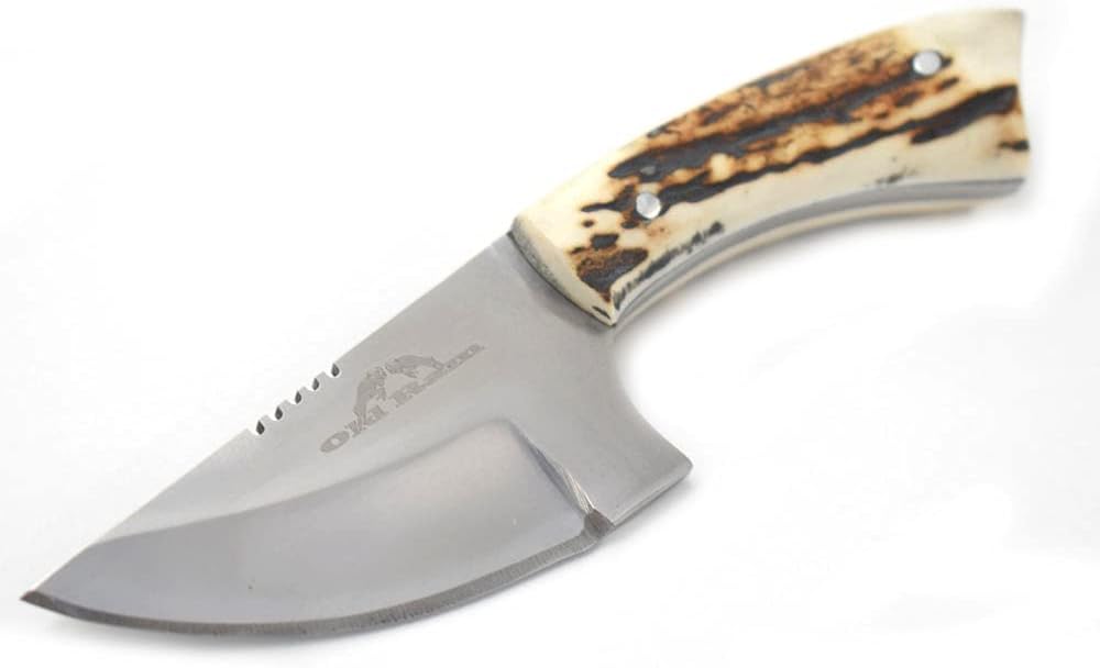 Fix Blade Full Tang Hunting Knife Wood Handle High Carbon Steel w/Sheath. (Stag)
