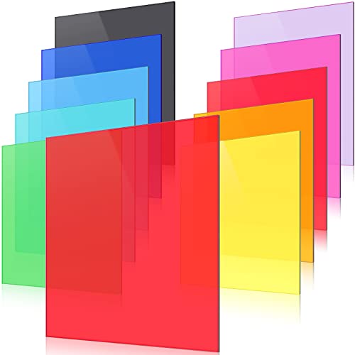 10 Pcs Cast Acrylic Sheet 12 x 12 Inch Translucent Acrylic Sheets for Laser Cutting Colored Acrylic Sheets for Glass Engraving Signs DIY Projects Craft Painting, 0.12 Inch Thick
