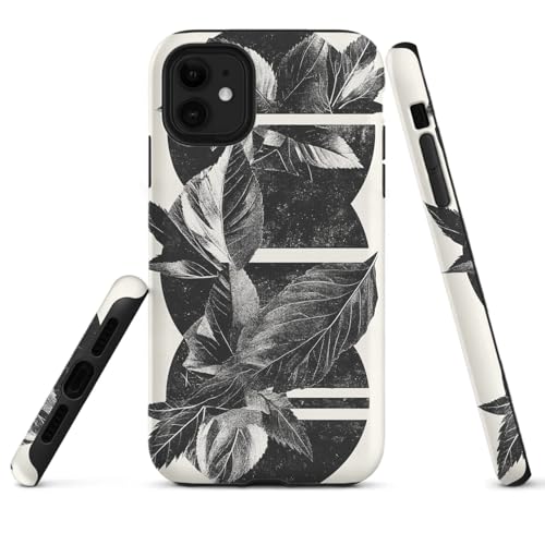 HYPESTYLE Leaves Phone Case Compatible with iPhone 16 15 14 13 12 Compatible with Samsung Galaxy S20 Plus S19 S18 S17 FE 2 Layer Heavy Duty Shockproof Full Protection with Mag-Safe
