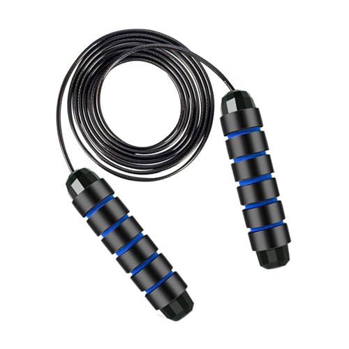 CHENGZI Adjustable Jump Rope Skipping Rope for Kids and Adults (Black-Blue)