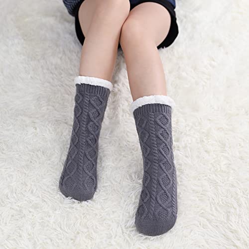 LINEMIN Womens Slipper Socks Winter Warm Fleece Lined Socks Cozy Soft Thick Fuzzy Non Slip Indoor Christmas Socks2