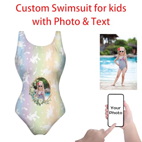 Personalized Swimsuit for Girl, Custom One Piece Swimsuit for Girl, Custom Swimwear with Photo as Summer Holiday Bathing Suit2