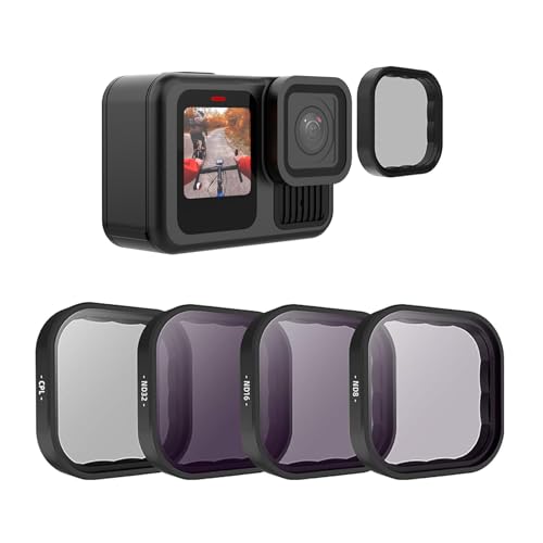 Image of TELESIN Filter Set for GoPro Hero 13 Black, 4 Pack CPL ND8 ND16 ND32 Lens Filters Kit, Neutral Density & Polarizer Filters, Multi-Coated HD Optical Glass Camera Lens Filter, GoPro 13 Accessories