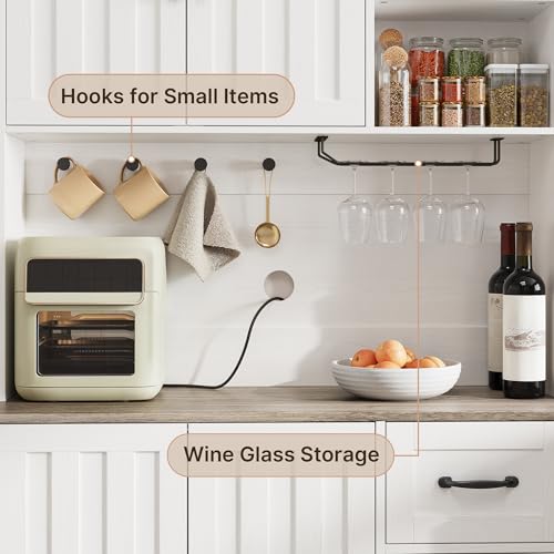 Gizoon-71-H-Kitchen-Pantry-Storage-Cabinet-Farmhouse-Kitchen-Hutch-with-5-Doors-and-Adjustable-Shelves-Food-Pantry-Cabinet-with-Wine-Rack-and-Drawer-for-Dining-Room-Living-Room-Coffee-Bar-Gray Gizoon 71 H Kitchen Pantry Storage Cabinet Farmhouse Kitchen Hutch with 5 Doors and Adjustable Shelves Food Pantry Cabinet with Wine Rack and Drawer for Dining Room Living Room Coffee Bar Gray