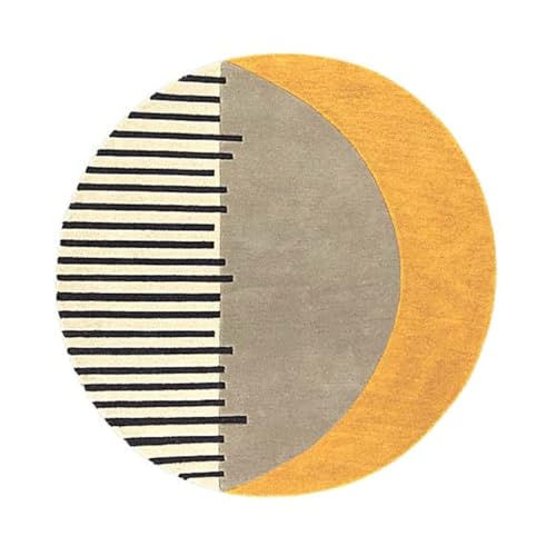 Image of Export Quality Handmade Woollen Round Carpet for Living Room Size 4x4 feet Yellow Colour