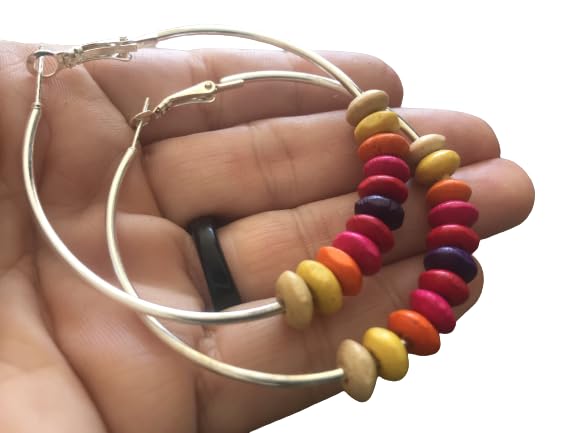 Creoles Boho multicolores de 5,5 cm pour femme de style boheme
