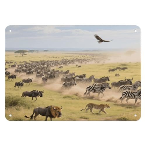 Grassland Animal Migration Wall Decor Iron Painting Metal Sign