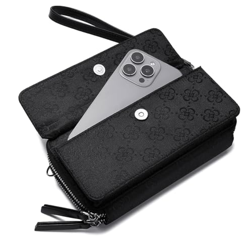 Image of Lanyani RFID Crossbody Wallet Wristlet Purse with Phone Pocket For Women Vegan Leather