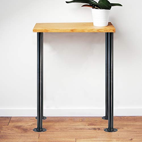 GeilSpace 24\" Industrial Pipe Table Legs, Metal Pipes and Flanges for Custom Vintage Tables and Furniture, Rustic DIY Desk Legs, Shelf Support, Set of 4 (1\" × 24\", Black)