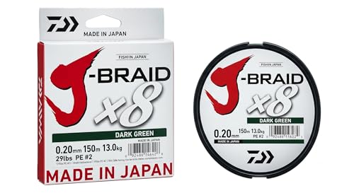 Daiwa J Braid 8 tresse vert foncé 0.18mm pour éviter les perruques au lancer