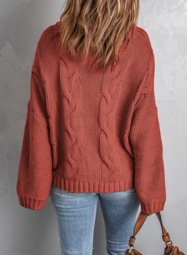 Image of Dokotoo Womens Sweaters Turtleneck Cable Knit Chunky Pullover Fall Outfits