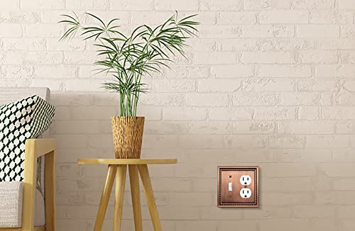 Image of Henne Bery Sunken Pearls Heavy Duty Decorative Wall Plate Switch Plate Outlet Cover (Toggle /Duplex, Antique Copper)