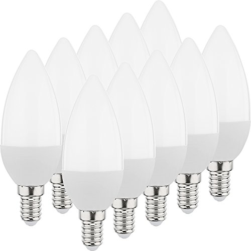 MÜLLER-LICHT 400021 A+, 10-er Set LED Lampe Kerzenform Essentials ersetzt 25 W, Plastik, 3.0 watts, E14, weiß, 3.7 x 3.7 x 10 cm