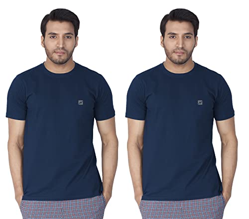 Image of Lux Nitro Men's Solid Modern Fit Round Neck T-Shirt MYKONAS Blue