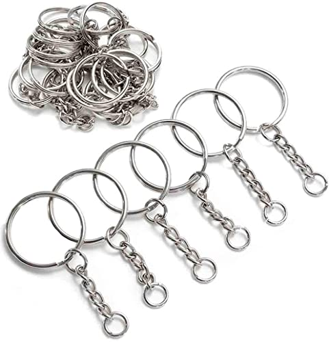 YHYZ Keychain Ring Set (90 Sets), 1 Inch Splits Key Ring Hoops (25mm) with Chain + Jumper Rings, Metal Keyring Chains
