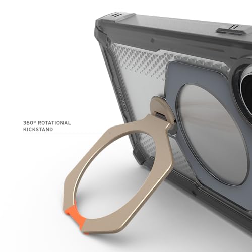 Image of Urban Armor Gear UAG Designed for Galaxy S26 Ultra 5G Case, Plasma XTE - Compatible with Magnetic Charging with Kickstand Fully Rotates 360 Degrees, Transparent Rugged Protective Cover - Ash /Orange