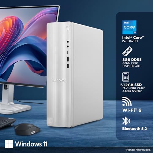 Image of Lenovo IdeaCentre Tower 13th Gen Core i5-13420H (8GB RAM /512GB SSD /Integrated Intel UHD Graphics /Windows 11 /WiFi 6 /Bluetooth 5.2 /USB Calliope Keyboard & Mouse /3Yr Warranty /Grey)