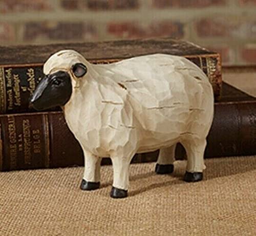 Primitive-Sheep-Figurine-6-L-x-375-T-Farmstead-Farmhouse-Resin-Aged-Look-Farm Primitive Sheep Figurine 6 L x 375 T Farmstead Farmhouse Resin Aged Look Farm