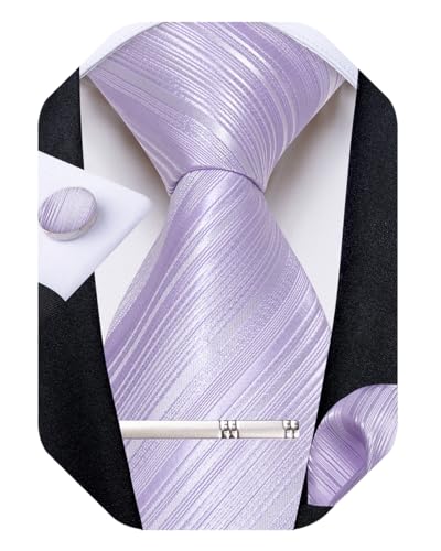 Image of DiBanGu Mens Silk Necktie Solid Color Tie and Pocket Square Cufflink Tie Clip Set Woven Plain Ties for Men Wedding Party
