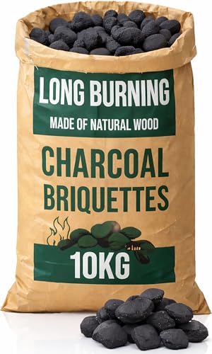 10kg Bag of Premium BBQ Charcoal Briquettes, Hotter Longer Burnin...