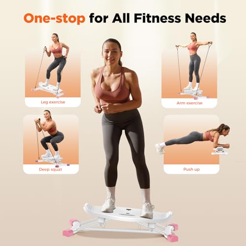 Image of Balance Board for Full Body Workout, Wobble Board with LCD Monitor & Resistance Bands, 300 lbs Capacity Portable Rocker Board for Home Gym, Cardio, Core & Leg Training