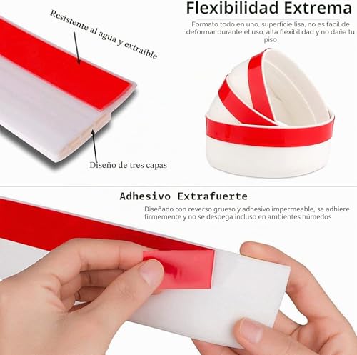 Miniatura 6 de Extsud Tira De Sellado Burlete Bajo Puerta Tira Autoadhesiva Silicona Para Puerta Aislamiento Acústico A Prueba De Viento Anti-Bug De Sellado, 5x100cm Blanco