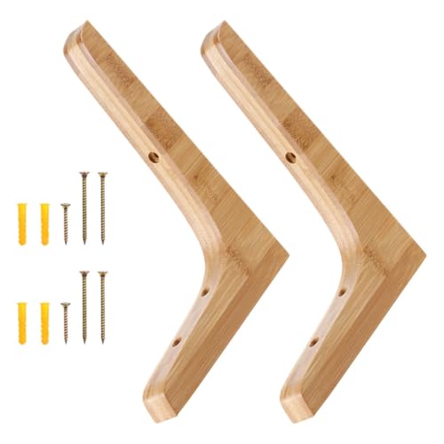 LIFKOME Soportes para Estantes de Madera Maciza 2 Piezas 20 CM Soporte de Esquina para Montaje en Pared, Aptos para Estanterías de Flores, Racks y Uso en Paneles Perforados