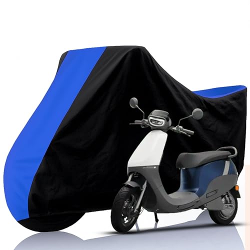 Image of All Weather Protection Two Wheeler Cover for Ola Electric S1 X, Scooter & Scooty | Anti Dust, 100% Water Resistance, Heat Resistant, UV Proof - Triple Stitched | (Black Top Royal Blue)