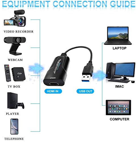 LONEA Capture Card USB 3.0 Video Capture Card 1080P 60fps HDMI to USB Adaptor HD Game Capture Stream Record Monitor Video Capture Card Streaming Devices for Live Broadcasts/Game - Thumbnail 4
