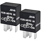 Relay F57B14B192AA (Pack of 2), 10A/20A 12VDC 5Pins Automotive Relay F57B 14B192 AA - OEM Replacement, Compatible for Select Ford, Toyota, Cadillac Vehicles