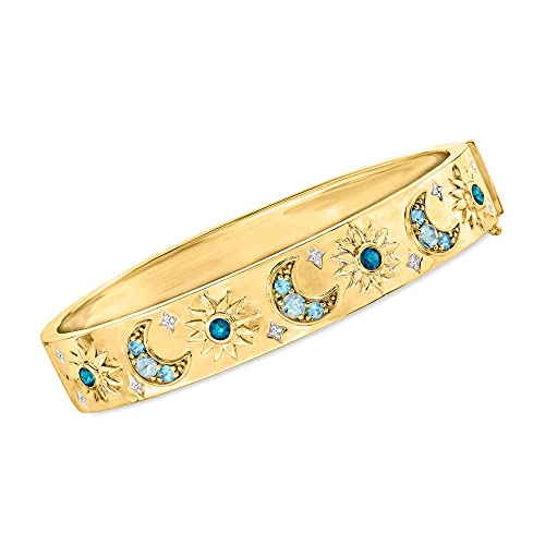 Ross-Simons 0.90 Ct. T.w. Tonal Blue Topaz Celestial Bangle Bracelet In 18Kt Gold Over Sterling. 7 Inches #TOP25