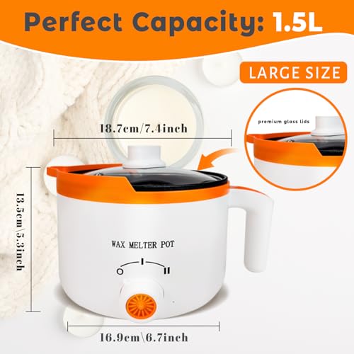 WcoDusak Electric Wax Melting Pot with Thermometer, Wax Melter with Spout for Candle Making - 1.5QT Pour-Through Design for Fast and Even Melting of Soy & Beeswax Wax by WcoDusak - Image 4