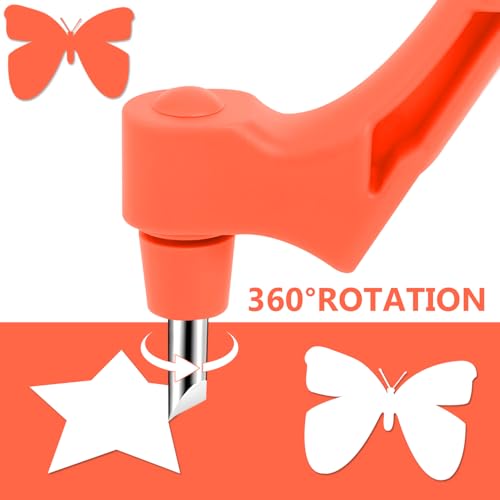 Craft Cutting Tools Pen,360-Degree Rotating Blade,Stainless Steel Cutter Pen for Stencils Scrapbooks DIY Craft,With15,30,45Degree Head(Orange)