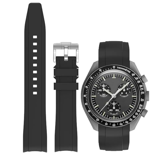 Image of Bands for MoonSwatch Watch,Curved end No Gap,Premium Silicone Rubber Watch Strap for Omega X Swatch Moonswatch Speedmaster /Rolex /SEIKO 20mm 22mm Watch Strap Replacement Band for Men Women