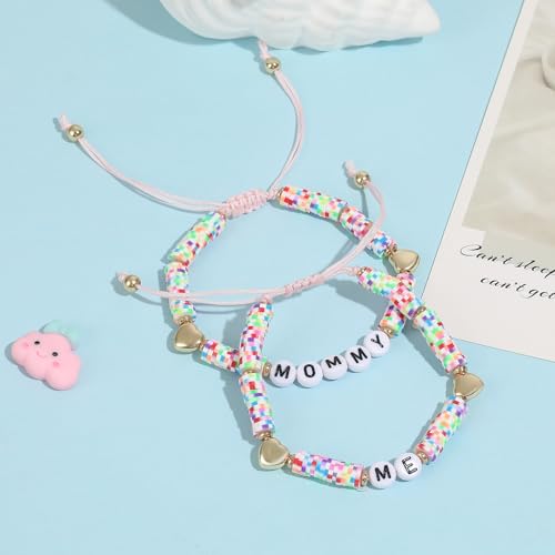 Image of First Day of Pre-k Mommy and Me Bracelet, Mommy and Me Bracelet Set for 2 First Day of School Gifts Back to Schoo for Boys Girls and Mommy, Small, WHITE, FANFK-2