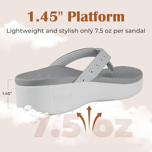 Image of Womens Platform Arch Support Flip Flops | Summer Wedge orthotic Slide Sandals footbed Thong Sandals for Pool Beach