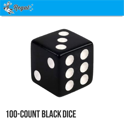 Regal Games - 6-Sided Urea Game Dice Set - Standard 16Mm Size - 100 Count - Black - Perfect For Group Events, Bulk Buying #TOP1