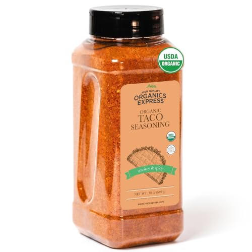 Organic Taco Seasoning – Bold & Authentic Flavor| All-Natural, Gluten-Free & Non-GMO | Perfect for Tacos, Fajitas, Burritos, and Tex-Mex Dishes (18 oz. Large Bulk Pack)