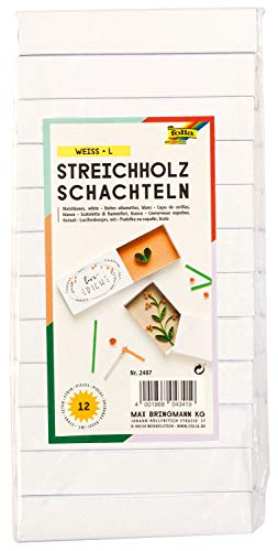 folia 2407 - Streichholzschachteln ca. 11 x 6 x 2 cm groß 12 Stück blanko weiß zum Selbstgestalten