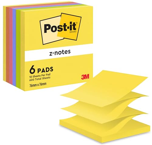 Post-it Z-Notes Neon Rainbow Collection, Packung mit 6 Blöcken, 100 Blatt...