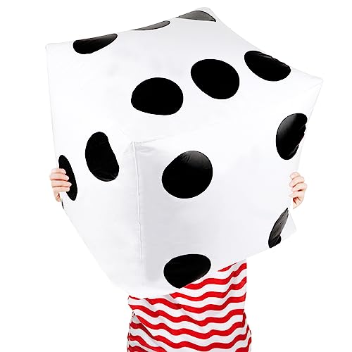 CCINEE 20 Inch Jumbo Inflatable Dice White and Black Giant Inflatable Dice for Indoor Outdoor Broad Game Ludo and Pool Party Decoration 1 Pcs