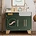 ROBOTIME Play Kitchen Set- Wooden Toy Washing Machine, Kids Washer and Dryer for Kids Kitchen Playset with Realist Sound/Iron, Pretend Play Kitchen for Toddlers (Vintage Green)