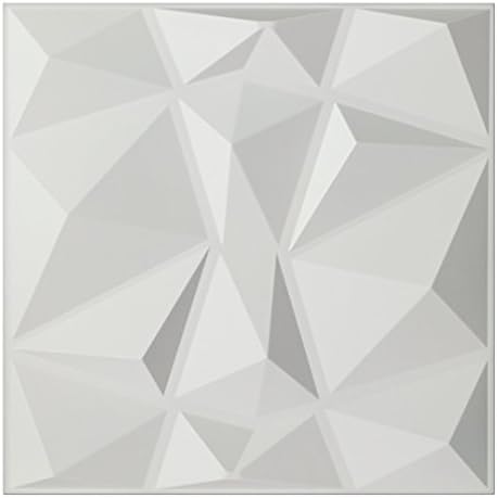 Art3d Textures 3D Wall Panels White Diamond Design Pack of 12 Tiles 32 Sq Ft (PVC)