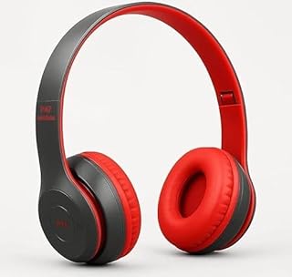 icall Best Sound Quality Latest P47 with Mic & SD Card Support 8 Hour Battery Backup Bluetooth Headset (On The Ear) (Red)