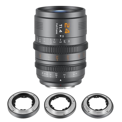 SIRUI VP-1 Vision Prime 1 T1.4 Full Frame Cine Lens, 24mm Manual Focus Cinema Lens with Pre-Installed E Mount, Interchangeable RF/Z/L Mounts (Metal Gray)