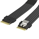 LINKUP スリムSAS SFF-8654 4i ストレート - SFF-8654 4i ストレート 24Gbps 高速SAS 4.0/PCIE 4.0ケーブル 85ohm PCIe アプリケーション用 (NVMe SSD Slimline) 32AWG フラットワイヤー - 100cm
