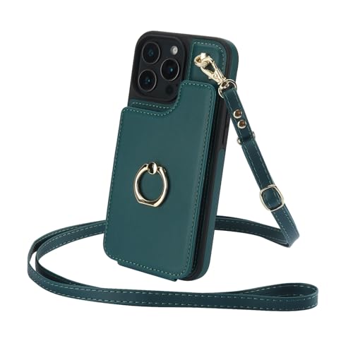 Housse iPhone 14 Pro Max verte antichoc avec support vidéo et cartes